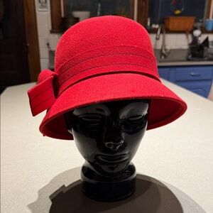 Danielle Meucci Elegant Red Cloche Hat